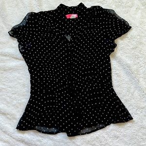 Sheer retro polka dot blouse